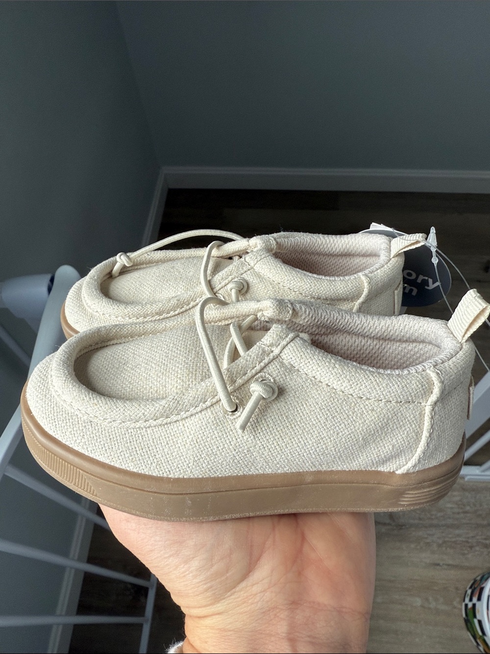 GAP baby Cream Canvas Lace-Up Dress Shoes with Gum Sole